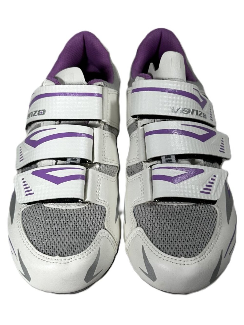 NEW Venzo MX Womens 6.5 EU 38 Road Cycling Shoes 3 Bolt Cleats White Purple